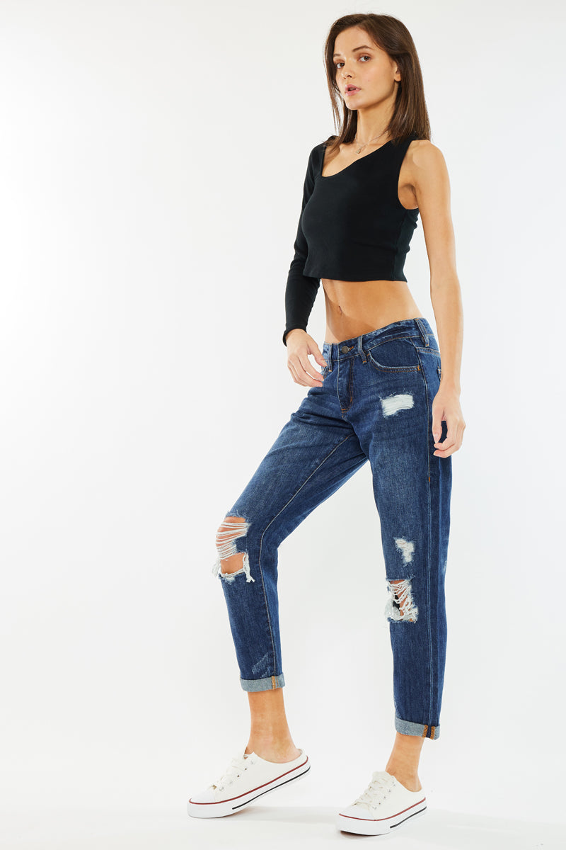 Aisha Mid Rise Boyfriend Jeans