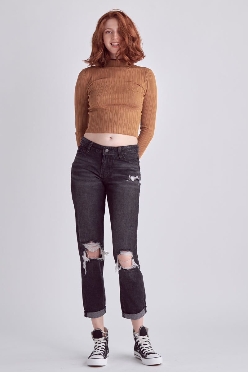 Aisha Mid Rise Boyfriend Jeans