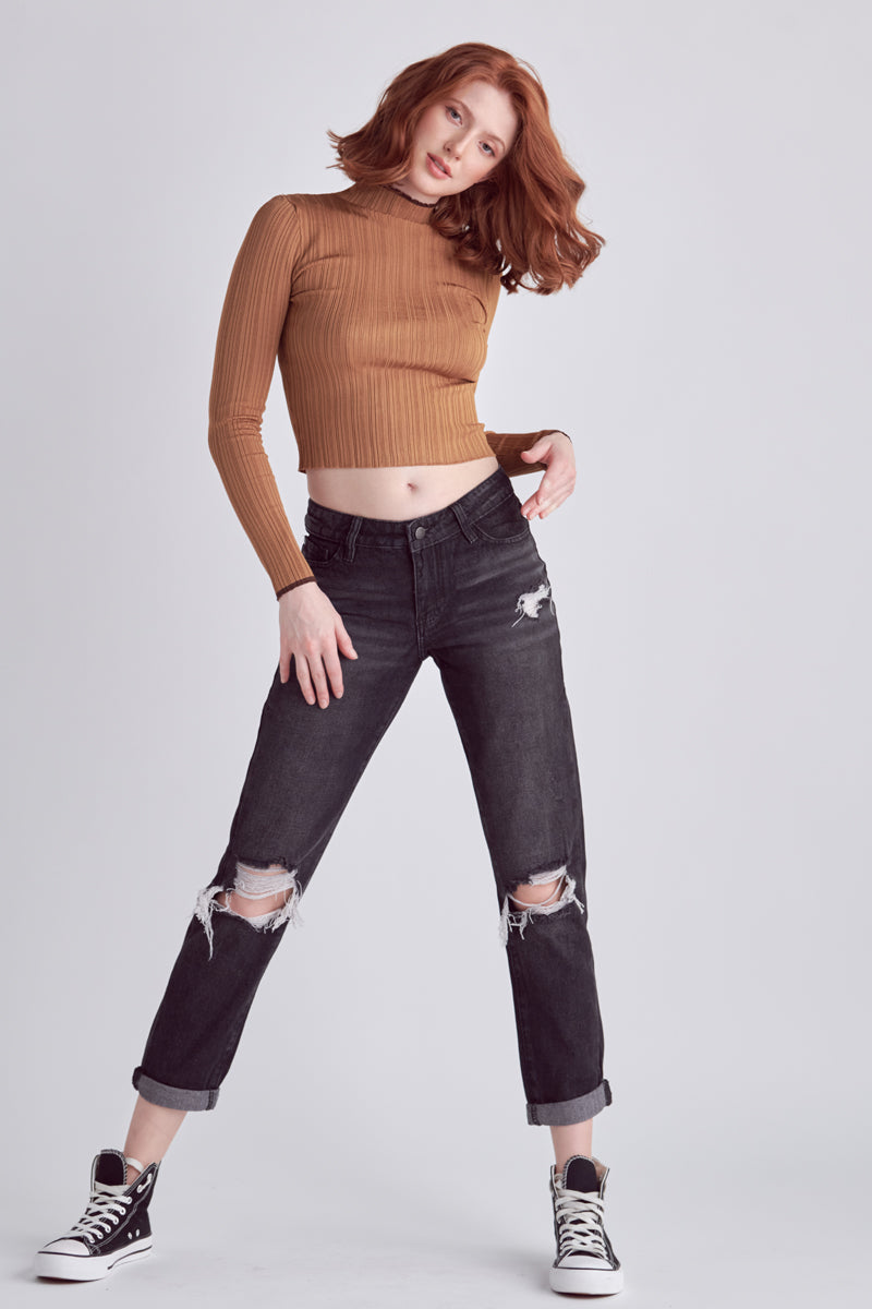 Aisha Mid Rise Boyfriend Jeans